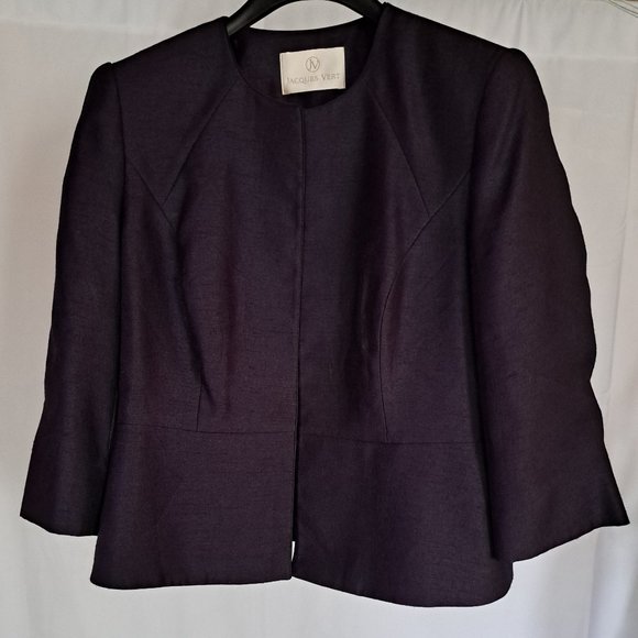 JACQUES VERT womens CROP blazer Sz 12 JACKET FORMAL FRENCH CHIC CLASSY / SS 2014 - Picture 1 of 9